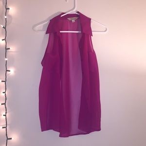 Magenta button down tank top